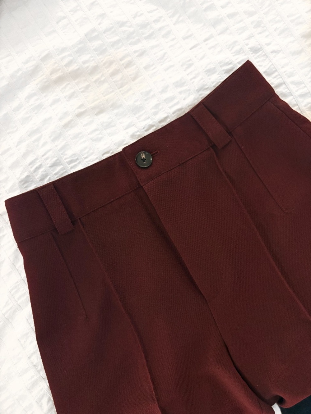 Burgundy High-Waisted Tailored Trousers